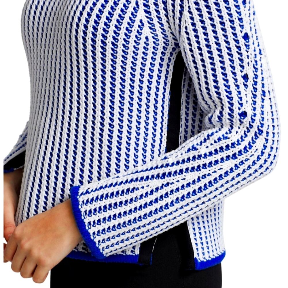 NWT$495 3.1 Phillip Lim Two-Tone Ribbed Knit White Blue Pullover Sweater Top XS - Picture 6 of 16